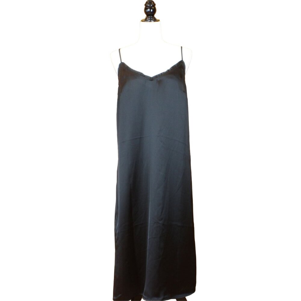 NWT Maison Cinqcent Maxi Slip Dress Black Satin Medium Prom NYE Formal D173